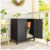 furnicato Garten-Geräteschrank Gartenschrank mit Pflanztisch Geräteschuppen mit Edelstahl, BxT: 50x80 cm schwarz