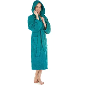 CELINATEX S-XXXL Bademantel Kapuze Uni lang aufgesetzte Taschen Damen Herren Unisex warm Frottee Baumwolle OEKO-TEX Montana