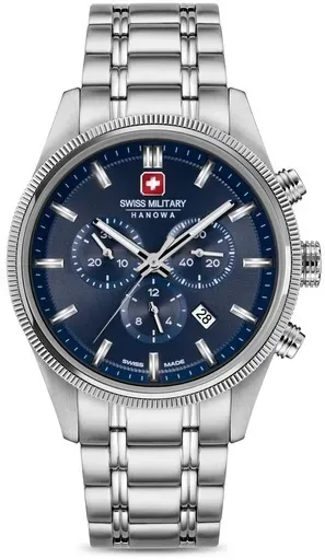 SWISS MILITARY HANOWA - AIRMAN FIRST CLASS - Chronograph - Metallarmband - silver - blue dial