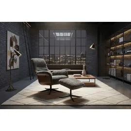 KAWOLA Relaxsessel SILVA Schaffell 77 x 106 x 77 cm Hellgrau mit Hocker