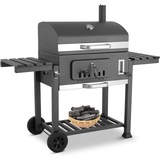 TLGREEN Holzkohlegrill 152x136x60cm, Grillwagen xxl, BBQ Grill mit Deckel & Rädern, Smoker für Camping grau