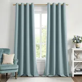 MIULEE Verdunklungsvorhänge Thermo Blickdicht Ösen 2er Set 140x260cm Blau
