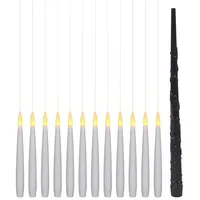 Lunartec LED Dekoration: 12er-Set schwebende LED-Kerzen mit Zauberstab-Fernbedienung, 15 cm (Zauberkerzen)