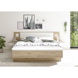 Livetastic Bett, Weiß, Eiche Artisan, - 180x200 cm,