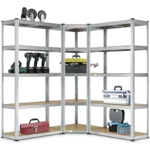 Juskys Eckregal MDF 15 Böden Silber/Braun