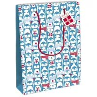 Clairefontaine 6x Geschenktasche L, Pinguine, 26,5x14x33 cm - Blau