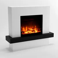 GLOW FIRE Elektrokamin mit Heizung und Kaminfeuer (Standkamin Pandora) - elektrischer Kamin mit LED-Feuer in 3 Farben, Heizlüfter, Holz-Deko & Fernbedienung, 114x97x32 cm, Weiß