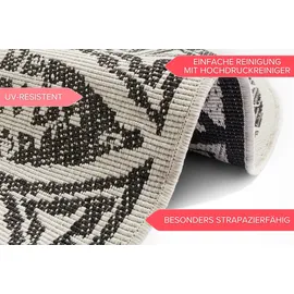 freundin Home Collection Teppich Lilja Wendeteppich", schwarz (schwarz, creme), H:5mm Ø:100cm, Polypropylen (PP), freundin Home Collection Teppiche, Teppich, In-& Outdoor, beidseitig, Wetterfest, Balkon, Garten, Wohnzimmer