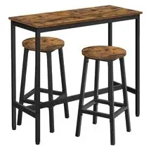 VASAGLE Bartisch-Set mit 2 Barhockern 0 x 0 cm Schwarz
