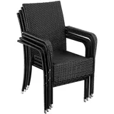 Tectake Rattanstuhl Girona Gartenstuhl 58 x 67 x 90 cm schwarz 4 St.