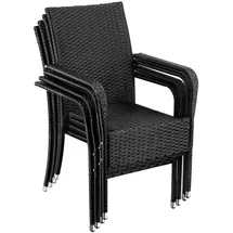 Tectake Rattanstuhl Girona Gartenstuhl 58 x 67 x 90 cm schwarz 4 St.