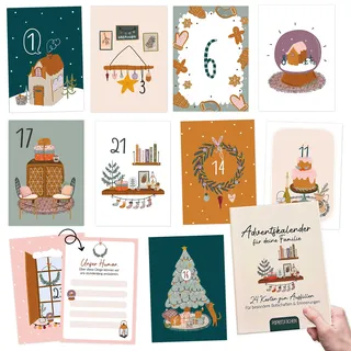 Papierdrachen Karten-Adventskalender 2024 zum Selbstgestalten und Verschenken - für die ganze Familie | 24 Postkarten | Geschenkidee Advent | mit liebevollen Motiven zum Aufhängen - Set 10
