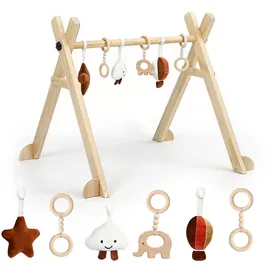 Relaxdays Spielbogen Holz, Weiß,Braun,Hellbraun