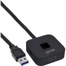 InLine USB Fingerabdruckscanner mit Hub, Windows Hello kompatibel 1,5m schwarz