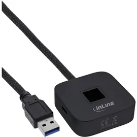 InLine USB Fingerabdruckscanner mit Hub, Windows Hello kompatibel 1,5m schwarz
