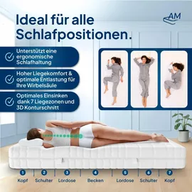 AM Qualitätsmatratzen Premium 7-Zonen Kaltschaummatratze 180 x 200 cm H3