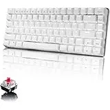 AJAZZ Mechanische Gaming-Tastatur, USB verkabelt 82 Tasten Anti-Ghosting Gaming-Tastatur weiß beleuchtet Backlit, Mechanical Keyboard Kompakt Ergonomisch, Schalter Rot, Weiß