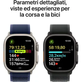 Apple Watch Ultra 2 GPS + Cellular 49 mm Titangehäuse natur, Trail Loop blau S/M