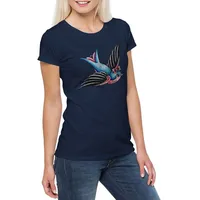 Urban Backwoods Print-Shirt Tattoo Swallow A Damen T-Shirt Schwalbe Love hate Oldschool Art Studio (1-tlg) Artist Flash Rockabella Rockabilly blau 3XL