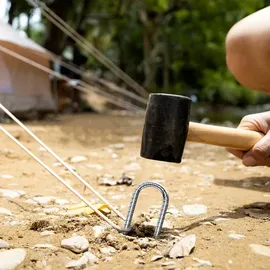 DN DENNOV 6× Bodenanker,30cm Bodenpfähle,Verzinkter Stahl Bodenanker Trampolin,Bewehrungsstab Zeltheringe,Garten Pfähle,Camping Zelt Heringe Silber U