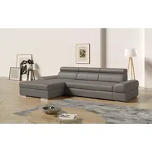 sit&more Ecksofa SIT & MORE "Broadway L-Form", grau (grau, grau), B:284cm H:79cm T:171cm, Luxus-NaturLeder;Luxus-Kunstleder;NaturLEDER;Microfaser Primabelle (100% Polyester), Sofas, Ecksofa, inklusive Kopfteilverstellung, wahlweise mit Bettfunktion