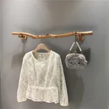 Jcgly Wand-Kleiderständer, Holzzweig-Kleiderstange für Einzelhandel, Zuhause, Wandmontierter Vintage-Kleiderständer, Dekorativer Kleiderständer Aus Holz (Color : Retro Color, Size : 150cm(59in))