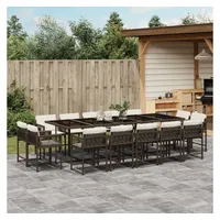 vidaXL 15-tlg. Garten-Essgruppe mit Kissen Braun Poly Rattan