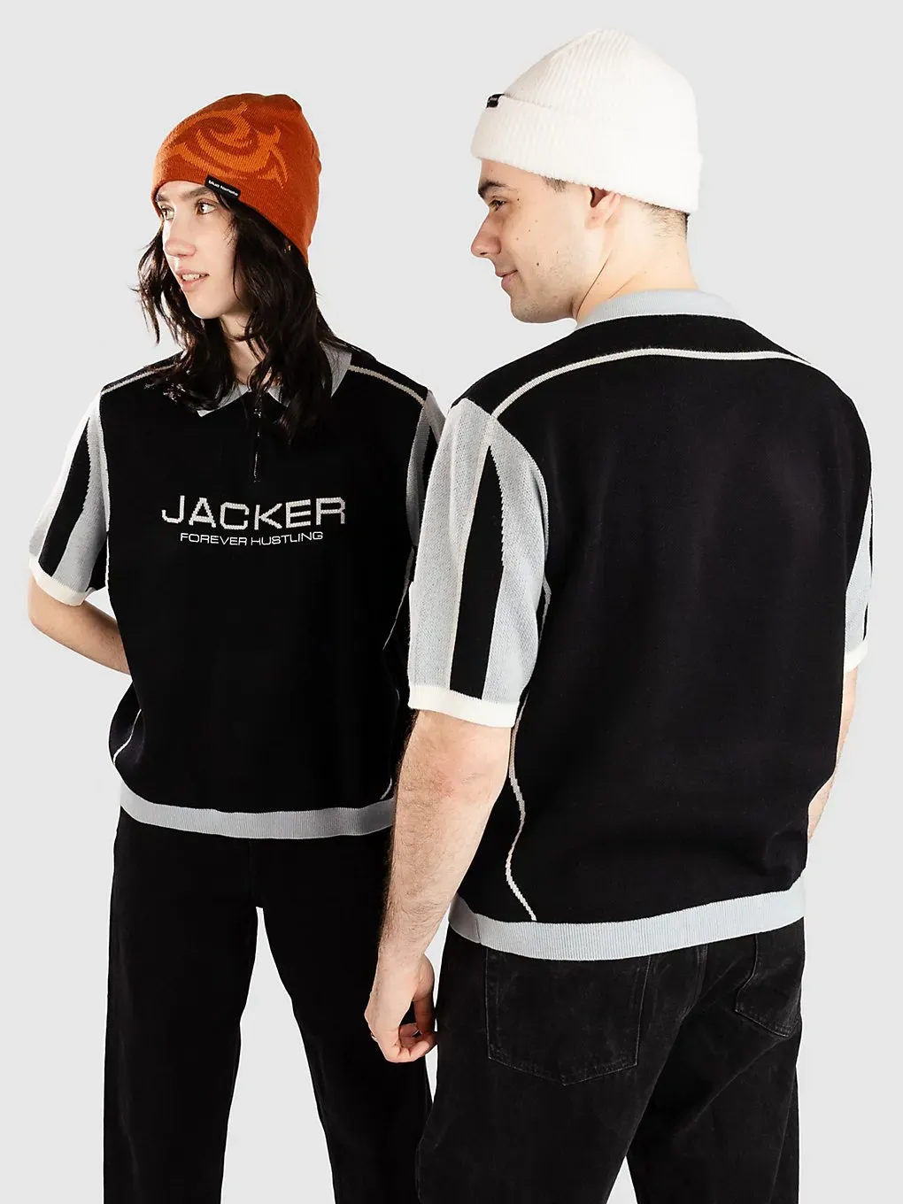 Jacker Ace Polo Knit Strickpullover black Gr. M