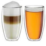 Creano doppelwandiges Thermoglas 250ml „DG-SH“, Doppelwandglas auch für kleine Hände geeignet, doppelwandige Cappuccinotassen, Kaffee, Tee, Latte Gläser 2er Set