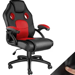 tectake® Bürostuhl, ergonomische Form, Kunstlederbezug mit Mesh-Gewebe, stufenlos höhenverstellbar