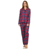 Creative by Normann Normann Flanell Pyjama Schlafanzug kariert Knopfleiste und Hemdkragen - 50420 in blau, | 40-42