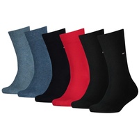 TOMMY HILFIGER Kinder Socken, 6er Pack - ECOM, TH Basic, einfarbig Blau/Schwarz/Rot 39-42