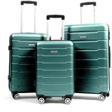 Easy Move ABS Hartschalenkoffer - Reisekoffer mit 360° Rädern, Zahlen-Schloss -, Hartschalenkoffer, Luggage, Trolley Koffer (Silver Green, Set)