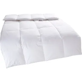 MY HOME Kassettenbett + Kopfkissen "RINA, Bettdecke in 135x200 & 155x220 cm, 2-tlg.", weiß, B/L: 135cm x 200cm Anzahl Teile 1, B/L: 40cm x 80cm Anzahl Teile 1, Bezug: Baumwolle Füllung: Entendaune/-feder, warm, Bettdecken Bezug: 100% Baumwolle.