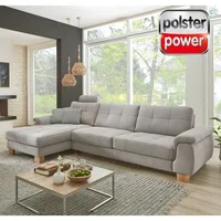 polsterpower Ecksofa - alu - mit Funktionen - Canape links