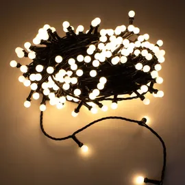 Spetebo LED Lichterkette für Außen mit 200 mini Kugeln - 20 m - Deko Beleuchtung warm weiß mit Dimmer und Timer - Kugellichterkette Weihnachten Party Li...