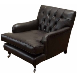 JVmoebel Sessel, Designer Sessel 1 Sitzer Braun Leder Textil Luxus Sofa Chesterfield braun