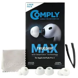 COMPLY TrueGrip MAX | Premium Memory Schaumstoff Ersatz-Ohrstöpsel für AirPods Pro 3 Weiss Größe L, 3 Paar