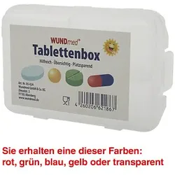 WUNDmed® Tablettenbox farbsortiert (rot, grün, blau, gelb, transparent)