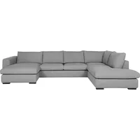 Wohnlandschaft FURNINOVA "Vida Platzwunder mit tollem Sitzkomfort, bequem und viel Platz" Sofas Gr. B/H/T: 371cm x 87cm x 218cm, Struktur, Recamiere links-Ottomane rechts, ohne Bettfunktion, weiß (silber) im skandinavischen Design und hochwertiger Detailverarbeitung