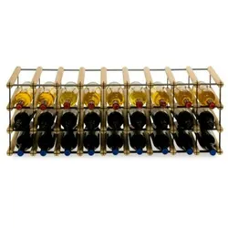 PROREGAL Modulares Weinregal VINOTECA MOD METAL | HxBxT 32,5x92,5x24,5cm | 9x3 Flaschen | Massives Kiefernholz | Natur | Flaschenregal