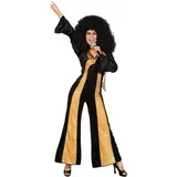WILBERS & WILBERS 70er Jahre Kostüm Disco Retro Damen Super 1970er Black Queen Mama Mia Karneval