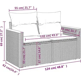 vidaXL Gartensofa-Set 6-tlg. schwarz