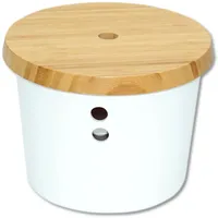 KESPER Vorratsdose mit Deckel aus Bambus, 32622, Maße: Ø 21 x 15,5 cm, weiß
