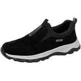 Wanderschuhe Herren Leder Wasserdicht, Freizeitschuhe Herren Slipper Arbeitsschuhe Modisch Sportschuhe Atmungsaktiv Trekkingschuhe Abriebfest Schlupfschuhe Plateau Flache Schuhe Rutschfest Sneaker - 44 EU