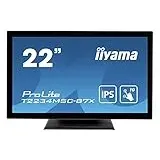 iiyama Prolite T2234MSC-B7X 54,6 cm (21,5") IPS LED-Monitor Full-HD 10 Punkt Multitouch kapazitiv (VGA, HDMI, DisplayPort) 7H, IP65 Front, Touch durch Glas, Anti-Fingerprint, schwarz