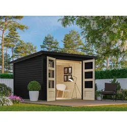 Gartenhaus KARIBU "»Stockach 4« schwarz, aus Fichte", schwarz, ohne Fußboden, Holz, Gartenhäuser, aus Fichtenholz, lakiert