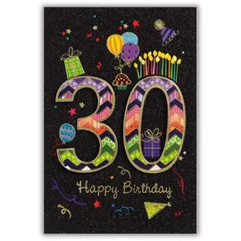Bsb Geburtstagskarten 528830-2, 30. Jahre, 11,5 x 170mm, Klappkarte mit Umschlag