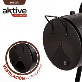 Aktive Holzkohlegrill mit Rädern Aktive Stahl Kunststoff Emailliertes Metall 106 x 106 x 61 cm Schwarz