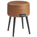 VASAGLE LOM005K01 Hocker - Sitzbank mit Stauraum, Kunstleder, karamellbraun